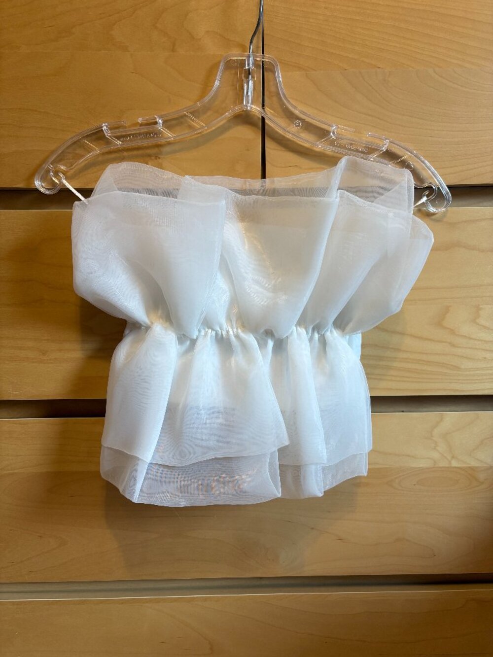 NWT ZARA WHITE TULLE STRAPLESS CROP TOP, SIZE: SMALL